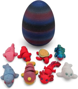 Mystery Mini Animal Packs - 3D Printed Articulating Figurines - Unique and Fun Designs Includes Mystery Egg - Stress Relief (Sea Pack)