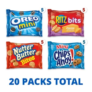 Nabisco Classic Mix Variety Pack, OREO Mini, CHIPS AHOY! Mini, Nutter Butter Bites, RITZ Bits Cheese, 20 Snack Packs (Pack of 2)