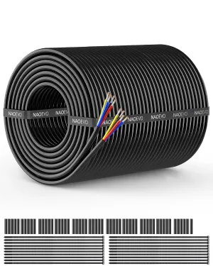 NAOEVO 16 Gauge Wire 4 Conductor Wire, 16 AWG 4 Core Stranded PVC Cable, Tinned Copper/Low Voltage 12V/Flexible Extension Cord for Automotive Trailer Wiring, Lamp Cord, Marine, RGB Cable (200FT)