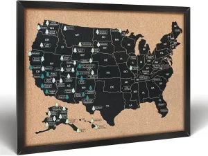 National Park Map, Premium Grade National Park Wall Decor, Equipped with a National Park Tracker Function and Designed with a National Park Checklist, Are a Must-Have for National Park Art Enthusiasts. (Wooden)