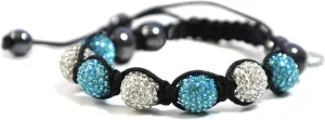 Navika Clear and Turquoise Crystal Encrusted Golf Ball Shamballa Style Bracelet