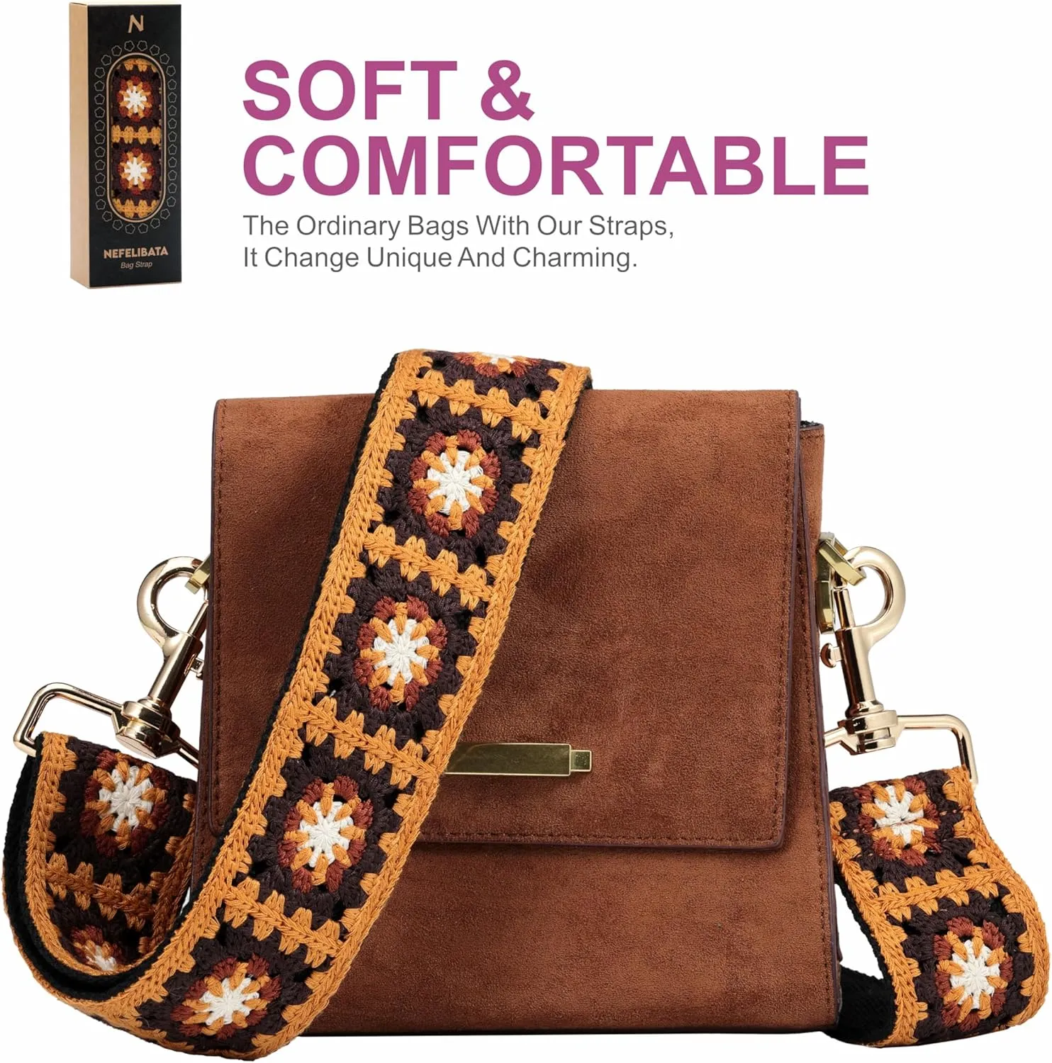 Nefelibata Purse Strap,2" Wide Purse Strap Adjustable Replacement,Multi-pattern Crossbody Handbag Strap