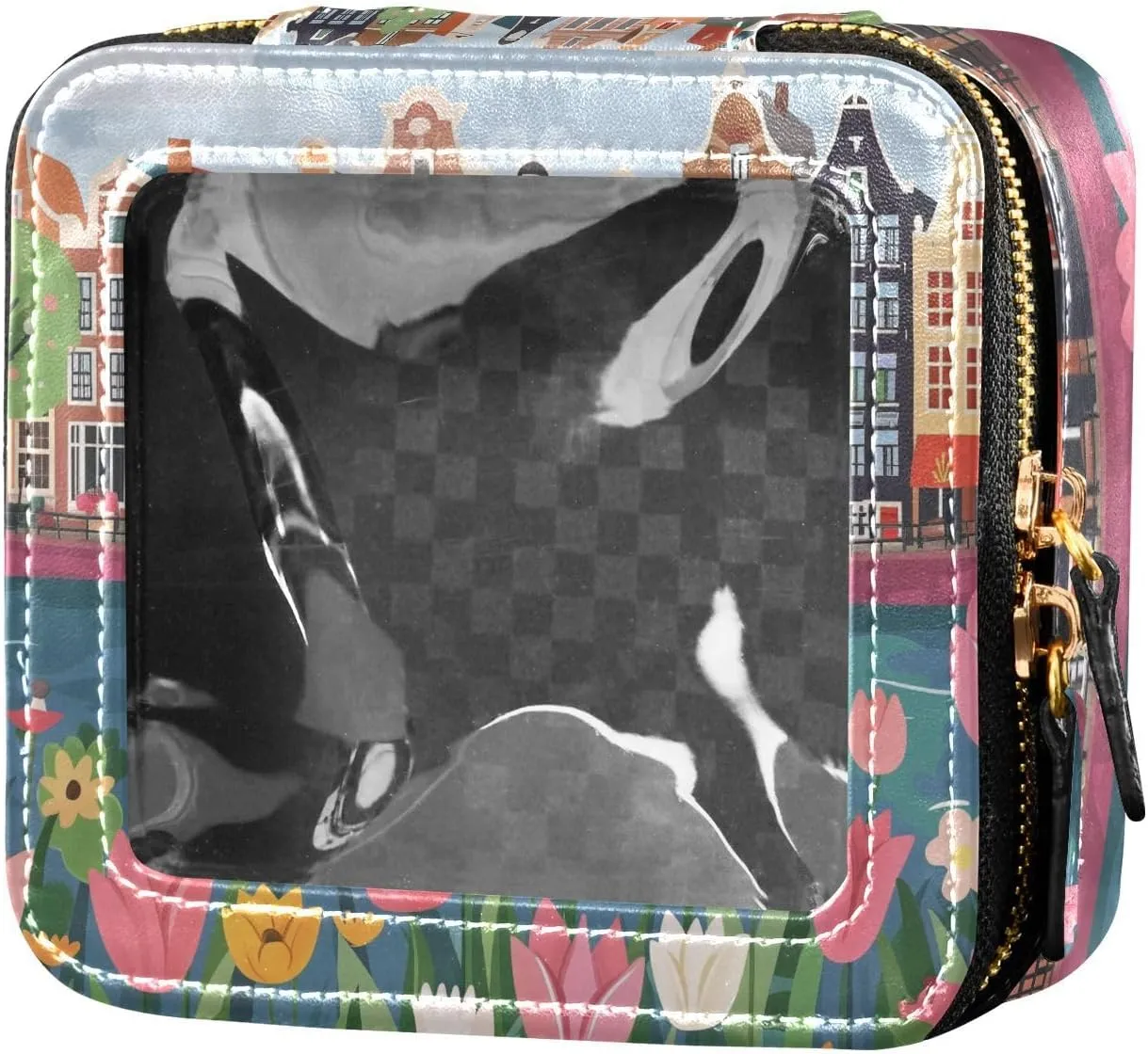 Netherlands Riverbank Clear Cosmetic Bag, Small Makeup Bags with Zipper, Cute Cosmetic Bags Toiletry Bag for Women, Travel and Car Essentials