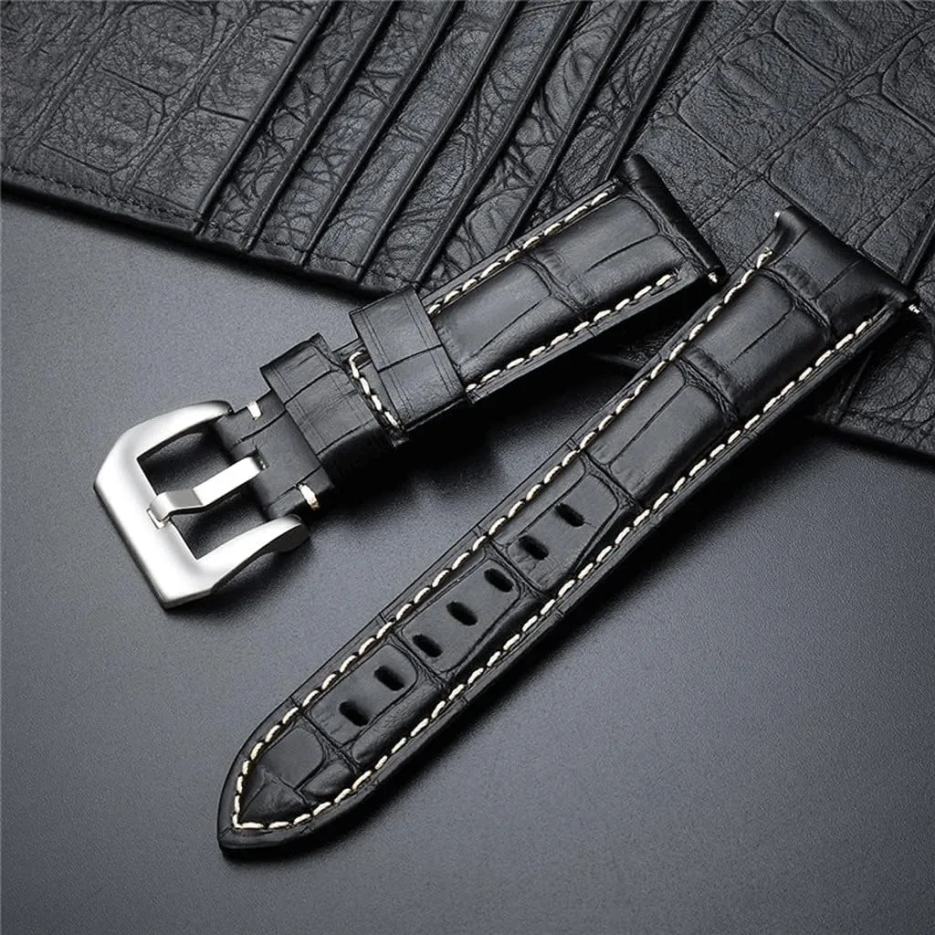 New 20， 22， 24， 26mm Genuine Leather Watch Band Strap Blue watchband Watch Accessories Bracelet with Solid Metal Buckle (Color : D, Size : 20mm)