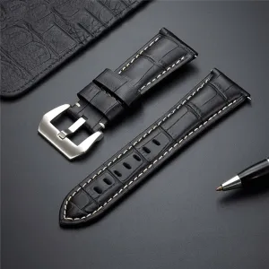 New 20， 22， 24， 26mm Genuine Leather Watch Band Strap Blue watchband Watch Accessories Bracelet with Solid Metal Buckle (Color : D, Size : 20mm)