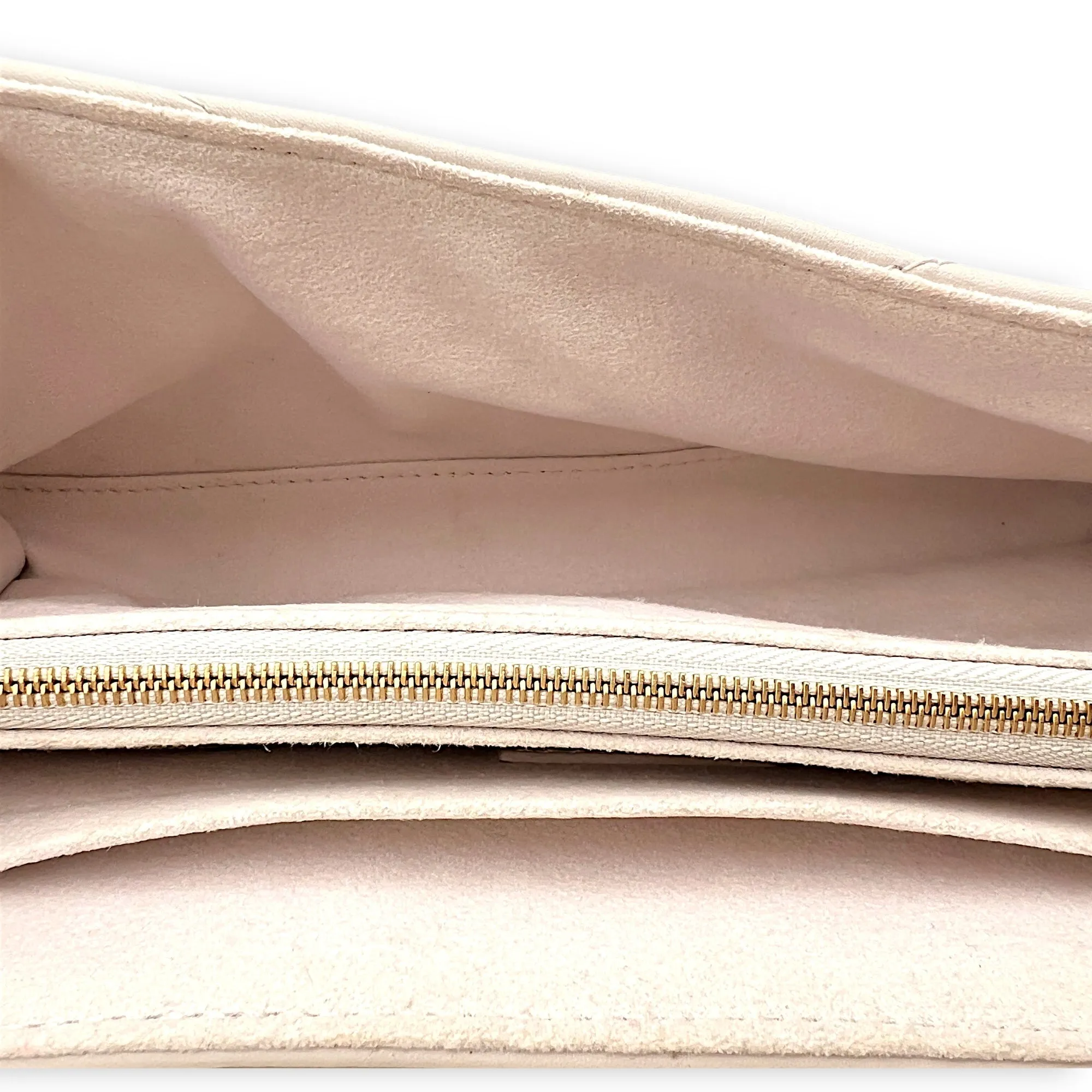 New Wave Beige Crossbody Bag in Calfskin, Gold hardware
