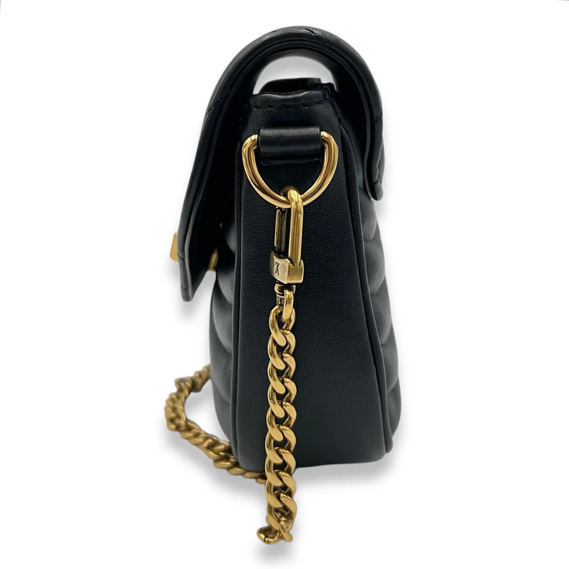 New Wave Crossbody Bag Black in Calfskin, Gold hardware