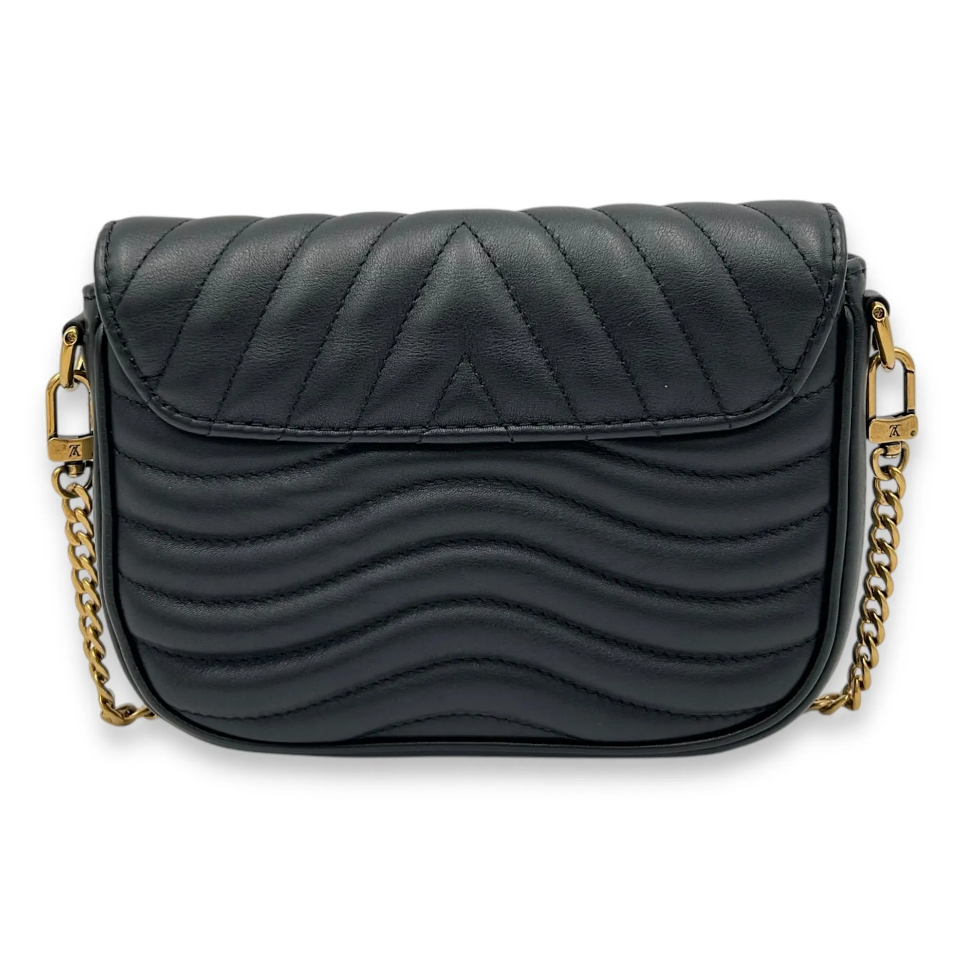 New Wave Crossbody Bag Black in Calfskin, Gold hardware