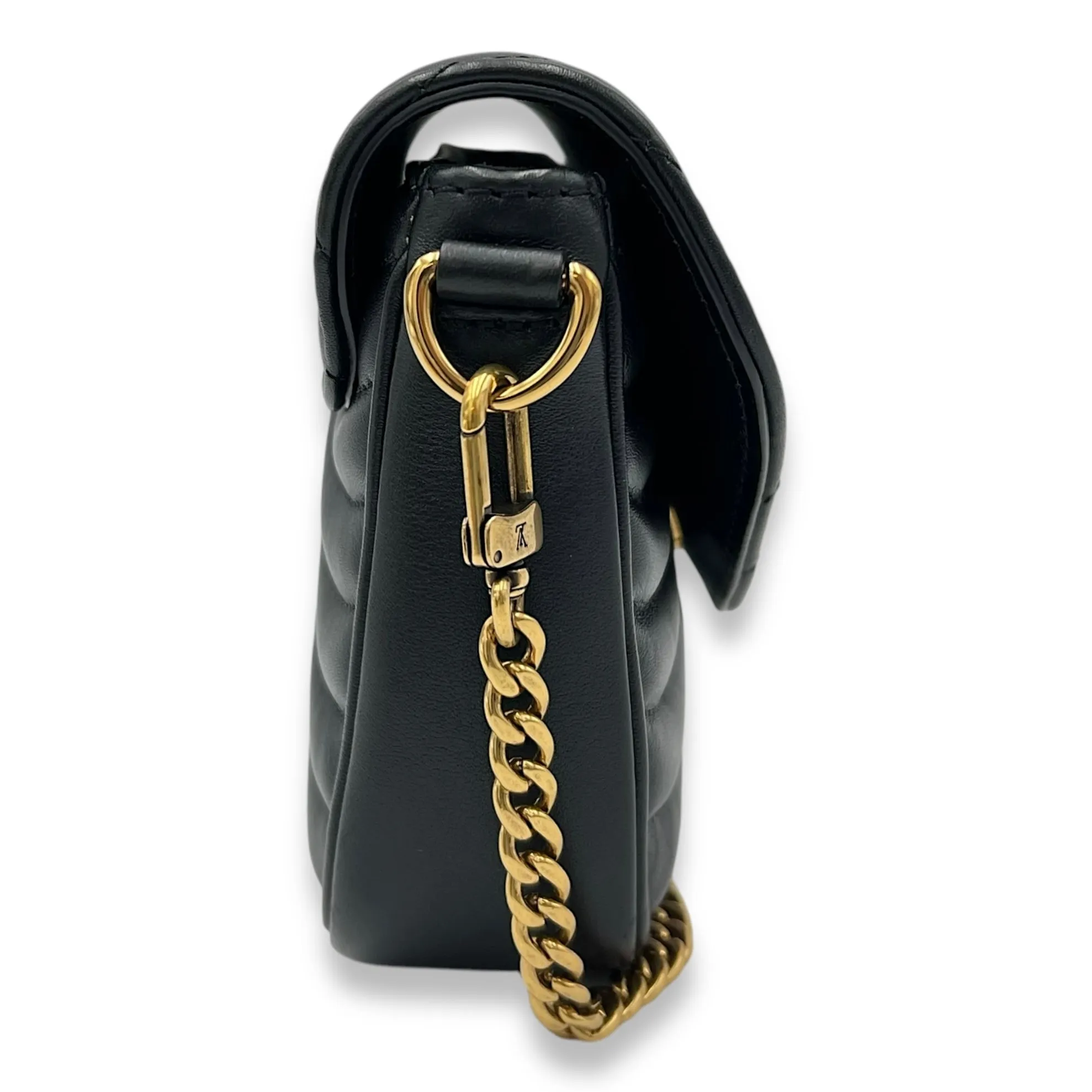 New Wave Crossbody Bag Black in Calfskin, Gold hardware