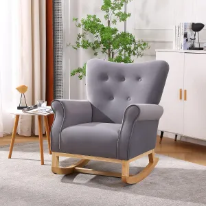 Nicbex High Back Rocking Chair Nursery Glider Chair for Nursery Velvet Upholstered Baby Rocking Chair Baby Glider Rocker,Grey