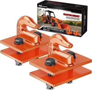 Nilight 2PCS Tractor Bucket Grab Hook 3/8'' Heavy Duty Drop Forged Steel Bolt On Zinc-Coated Cast Tow Max 15000 LBS Orange