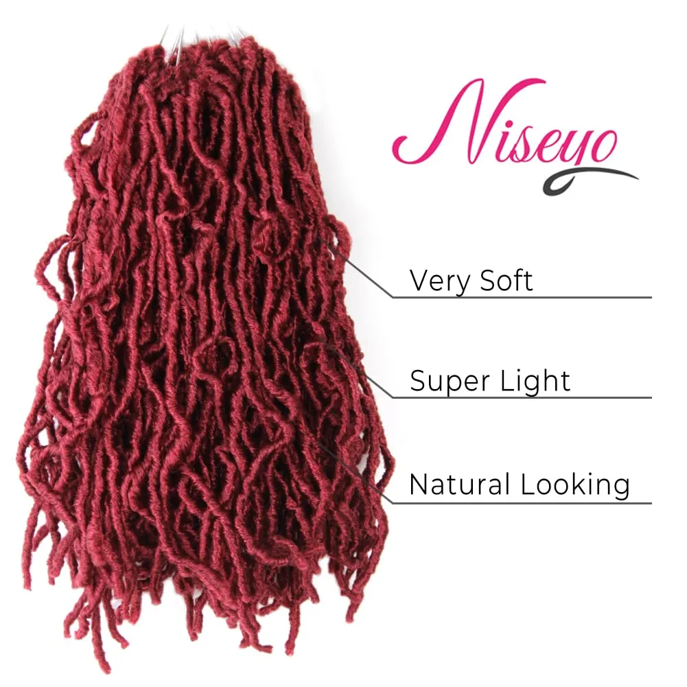Niseyo Faux Locs Crochet Hair 10 Inch Soft locs, 6 Packs Short Crochet Locs Pre Looped Crotchet Straight Synthetic Hair Extensions (118#, Burgundy)