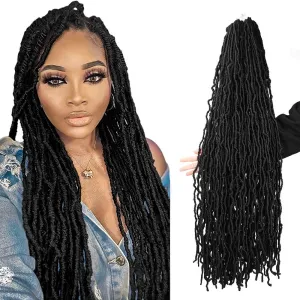 Niseyo Faux Locs Crochet Hair 24 Inch Soft Locs, 6 Packs Long Crochet Locs Pre Looped Crotchet Straight Synthetic Hair Extensions (24 Inch, 1B/Natural Black)