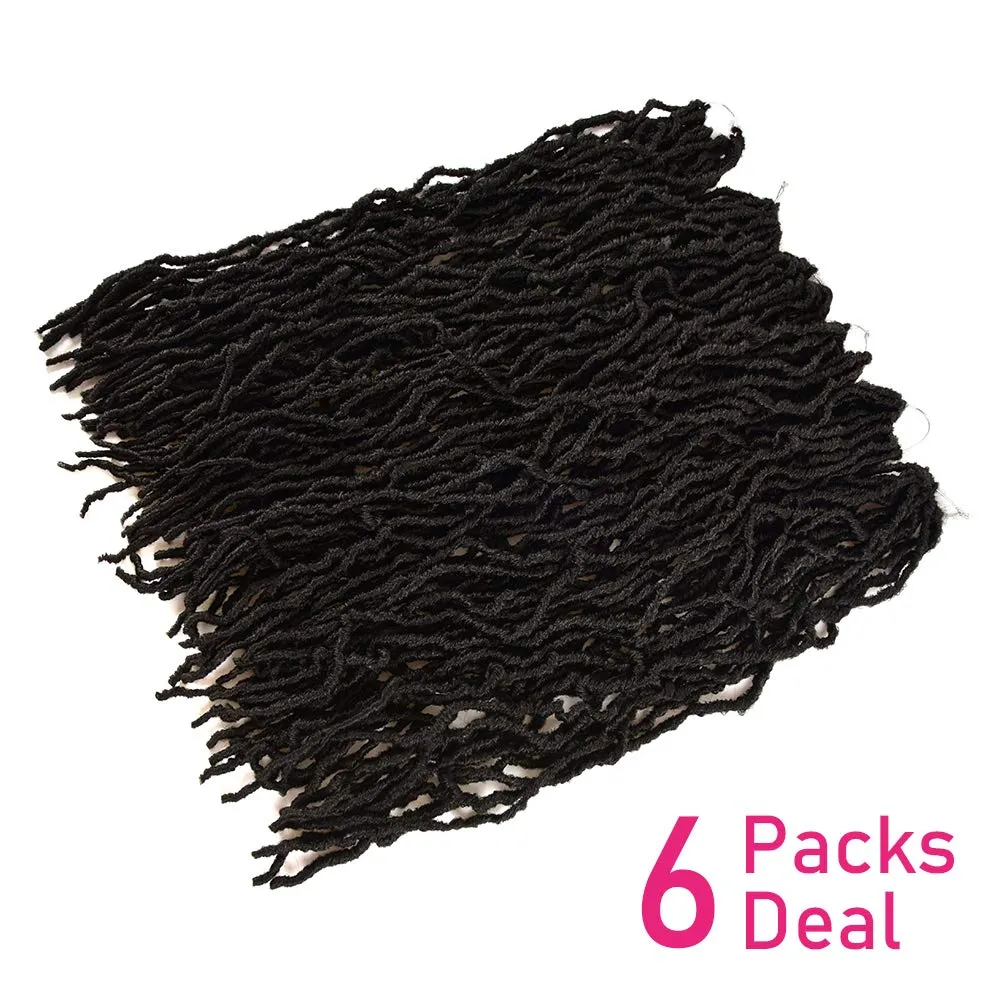 Niseyo Faux Locs Crochet Hair 24 Inch Soft Locs, 6 Packs Long Crochet Locs Pre Looped Crotchet Straight Synthetic Hair Extensions (24 Inch, 1B/Natural Black)