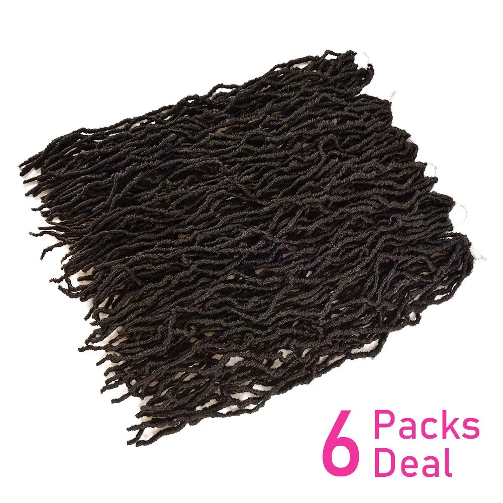 Niseyo Faux Locs Crochet Hair 30 Inch Soft Locs, 6 Packs Long Crochet Locs Pre Looped Crotchet Straight Synthetic Hair Extensions (2#, Off Black)
