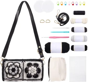 Noocro Crochet Kit for Cylindrical Bucket Bag, Purse, Complete DIY Kit with Detailed Instructions, Video Tutorials, for Beginners with Basic Crochet Knowledge or Intermediate and Advanced Crocheters