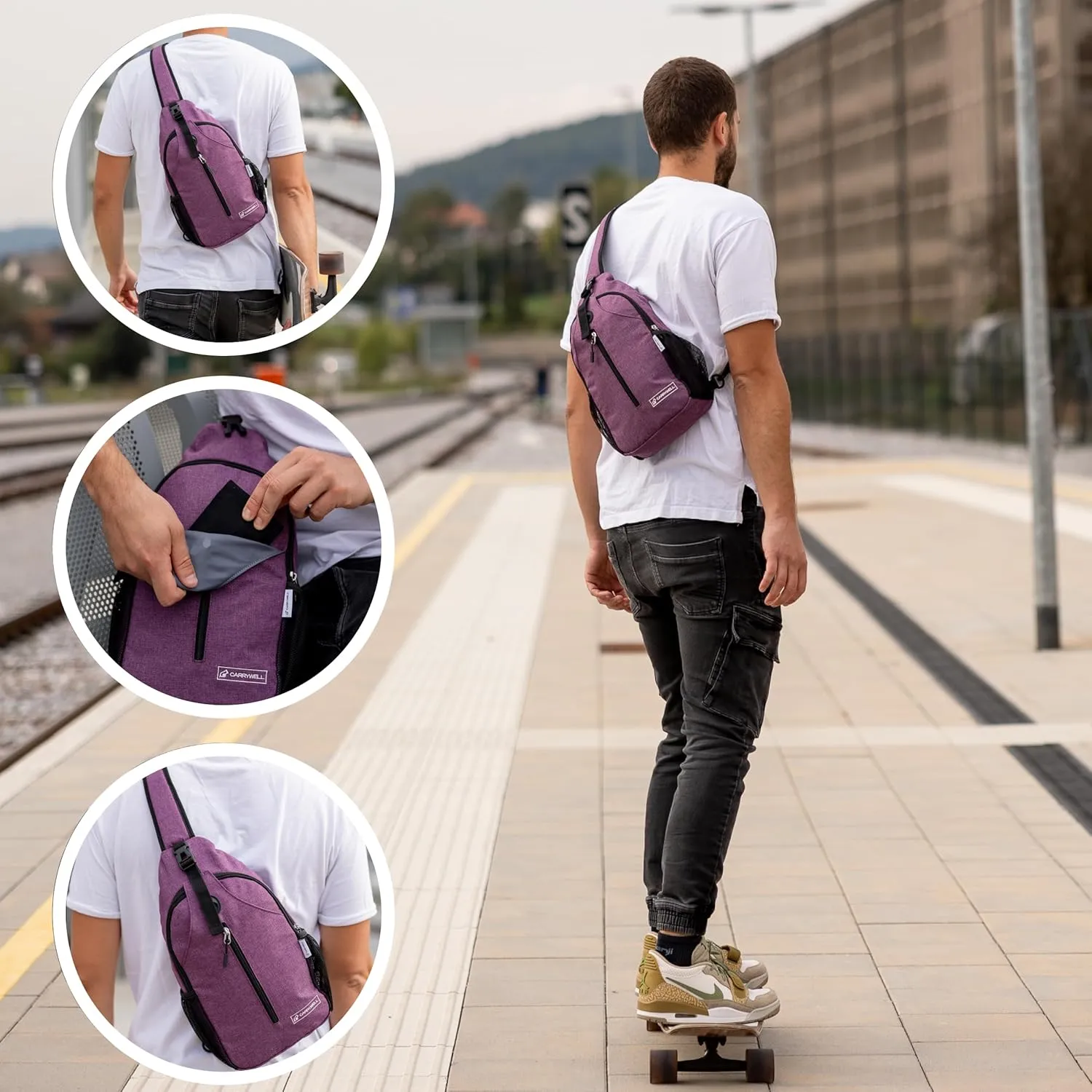 |Not Made In China| Crossbody Sling Backpack, Sling Bag For Travel and Hiking, Chest Bag