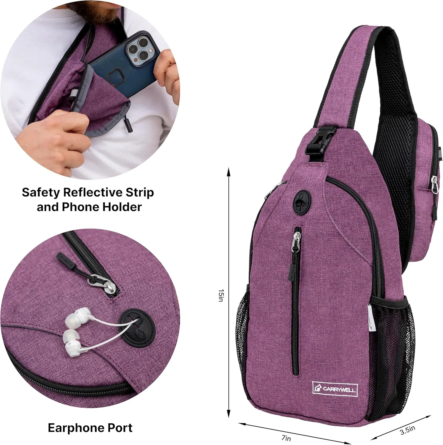 |Not Made In China| Crossbody Sling Backpack, Sling Bag For Travel and Hiking, Chest Bag