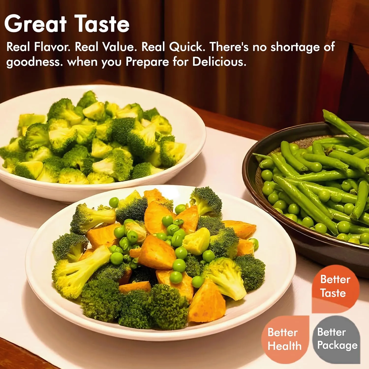 NuManna Freeze-Dried Vegetables Bucket | 100 Servings Contains Peas, Green Beans & Broccoli | Non-GMO, No Preservatives, No MSG Camping and Emergency Veggie Meal Survival Food with 25 Years Shelf Life