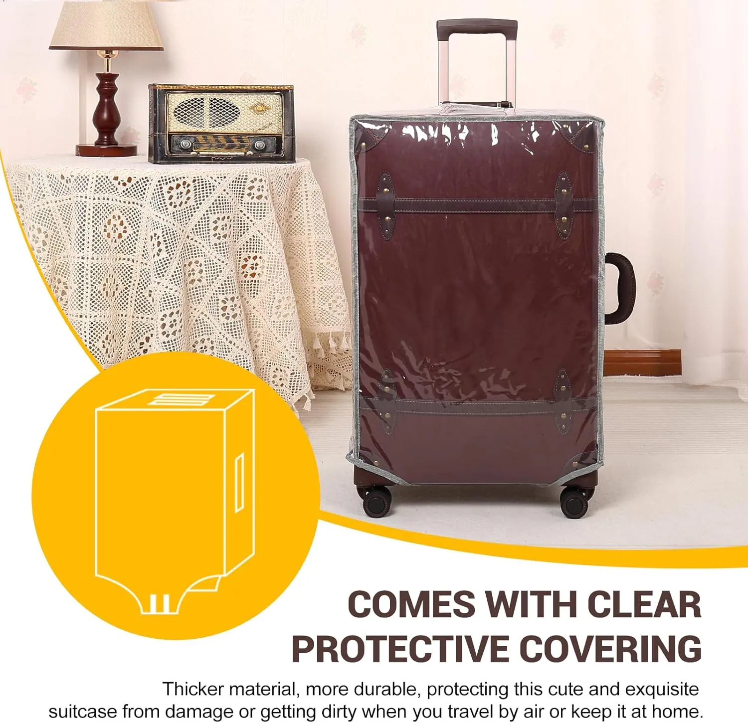 NZBZ Vintage Luggage Sets for Women, PU Leather Retro Suitcase, Vintage Trunk Luggage 3 Pieces, Vintage Suitcase Set (Caramel Brown, 20", 24" & 28")