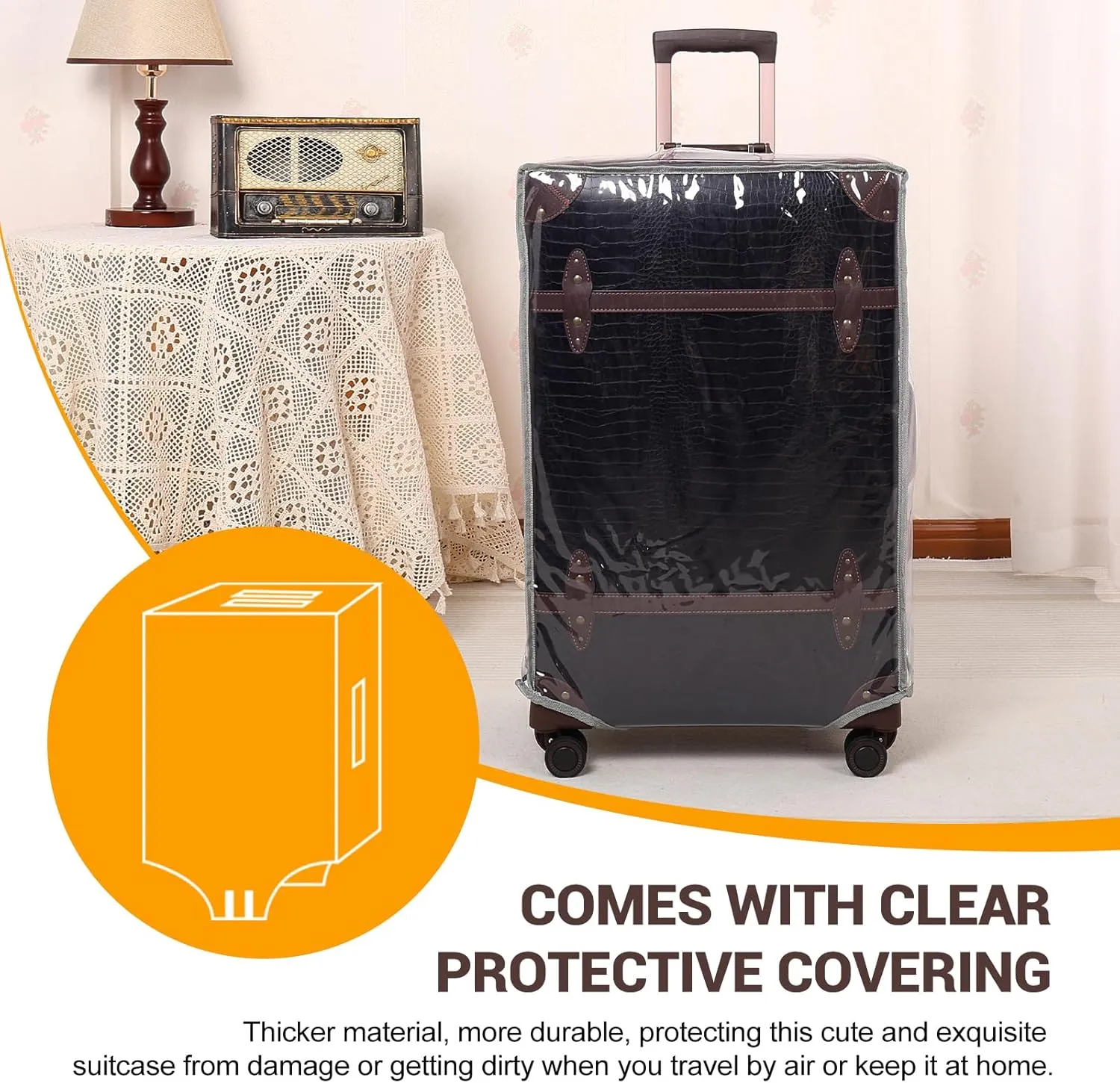 NZBZ Vintage Luggage Sets for Women, PU Leather Retro Suitcase, Vintage Trunk Luggage, Vintage Suitcase Set, TWO COLOURSRANDOMLY SHIPPED (Black or Brown, 20inch & 24inch & 28inch)