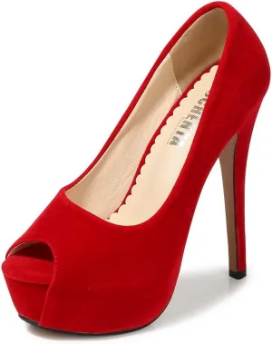 OCHENTA Women's Peep Toe Prom Heels Platform High Heels Sexy Dress Pumps