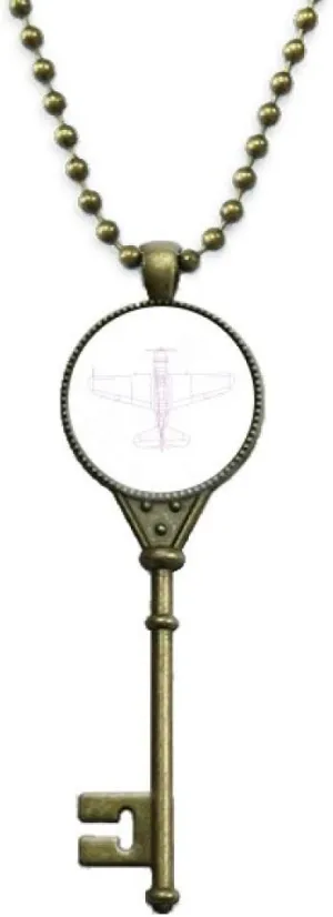 OFFbb-USA Aircraft Structure Equipment Key Necklace Pendant Tray Embellished Chain