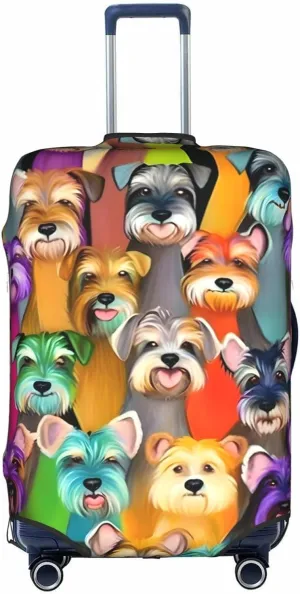 Oil Cute Schnauzer Dogs Travel Luggage Cover Suitcase Protector Fits 18-22 Inch Luggage,Anti Scratch Dirt Covers