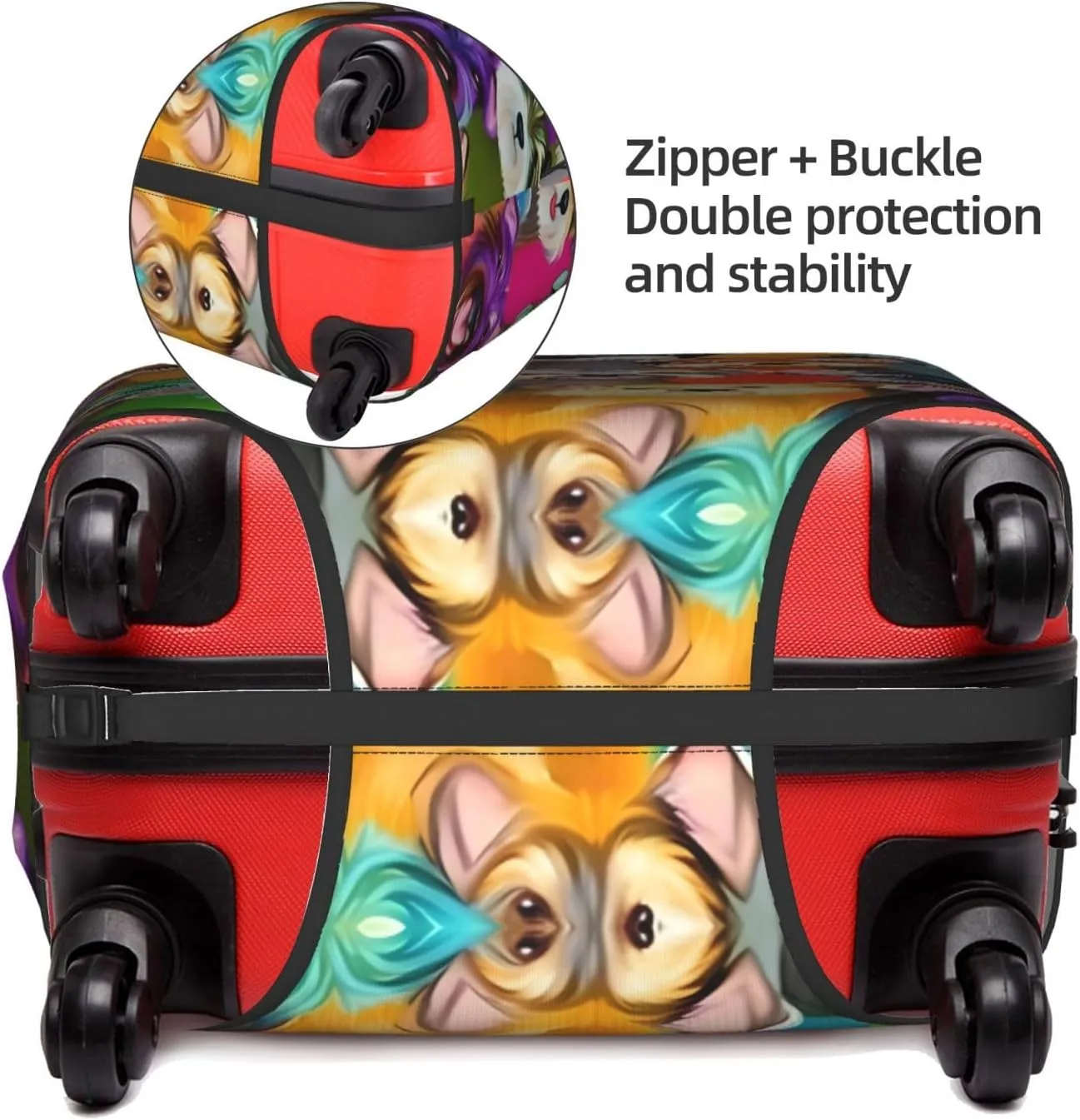 Oil Cute Schnauzer Dogs Travel Luggage Cover Suitcase Protector Fits 18-22 Inch Luggage,Anti Scratch Dirt Covers
