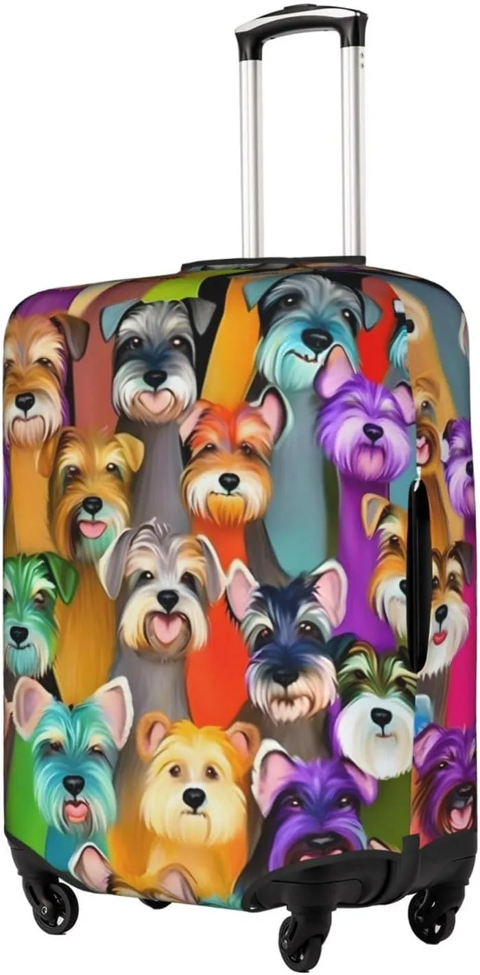 Oil Cute Schnauzer Dogs Travel Luggage Cover Suitcase Protector Fits 18-22 Inch Luggage,Anti Scratch Dirt Covers