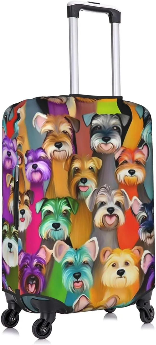Oil Cute Schnauzer Dogs Travel Luggage Cover Suitcase Protector Fits 18-22 Inch Luggage,Anti Scratch Dirt Covers