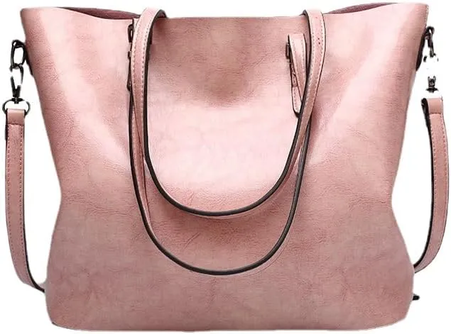 Oil Leather Tote Bag Fashion Ladies Big Bag Shoulder Crossbody Bag