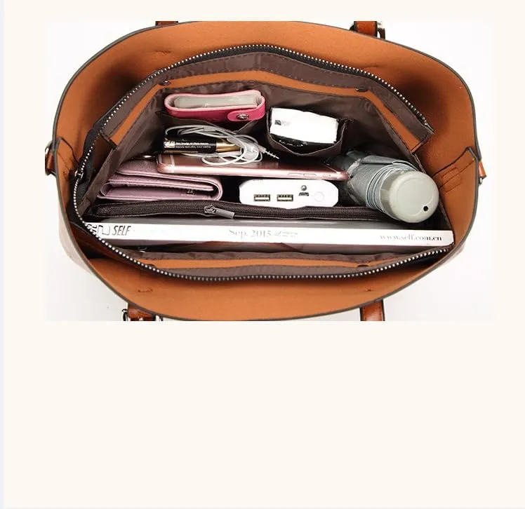 Oil Leather Tote Bag Fashion Ladies Big Bag Shoulder Crossbody Bag