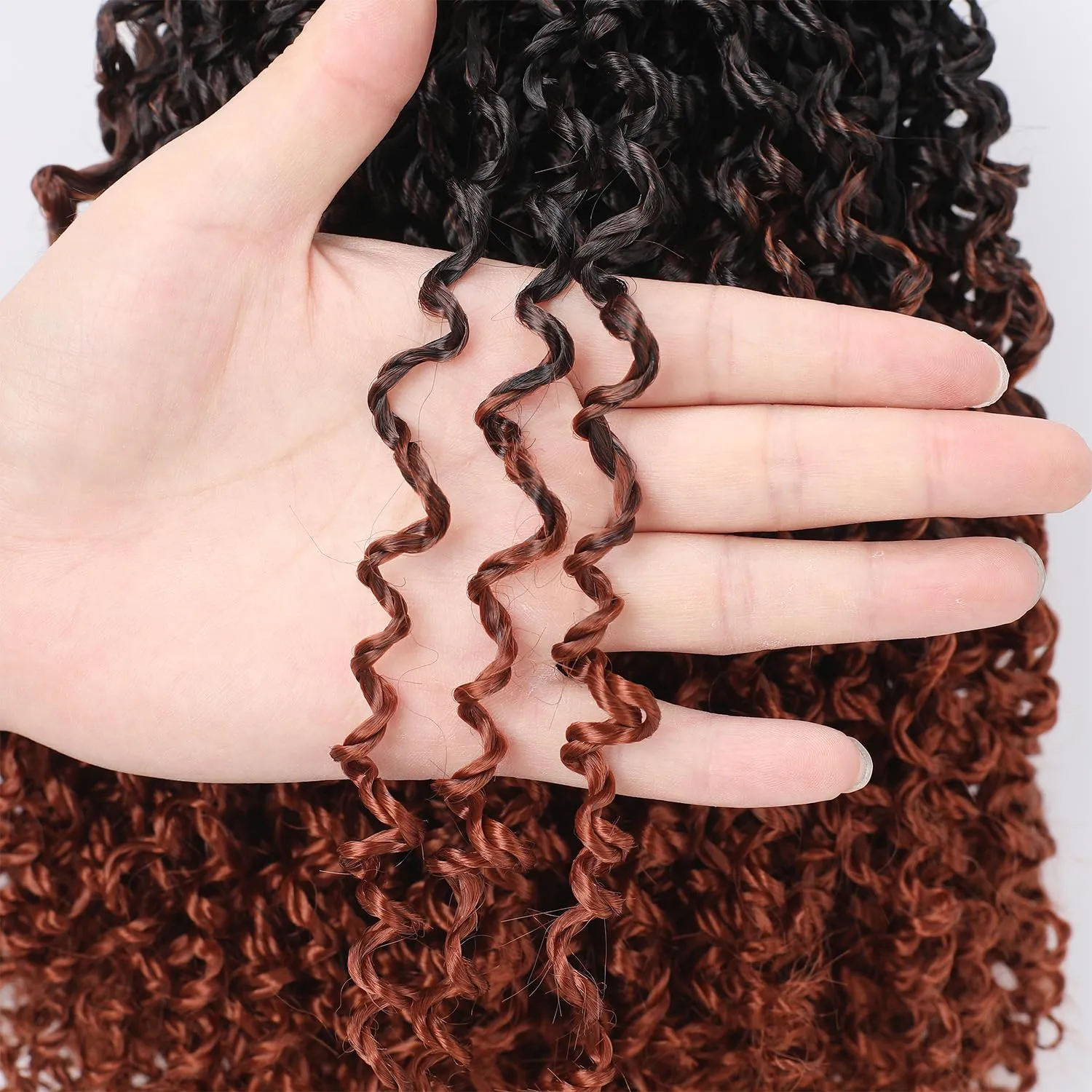 Ombre Ginger Yanky Twists Crochet 8 Inch Looped 9 Bundles/Lot Passion Twist, Kinky Twist Pre Looped Spring Twist Hair for Women 1B/350# 9pcs