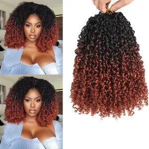 Ombre Ginger Yanky Twists Crochet 8 Inch Looped 9 Bundles/Lot Passion Twist, Kinky Twist Pre Looped Spring Twist Hair for Women 1B/350# 9pcs