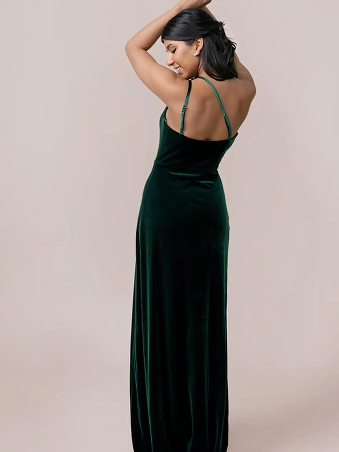 One Shoulder Velvet Bridesmaid Dress Long for Women 2024 with Slit Wedding Guest Dress Formal