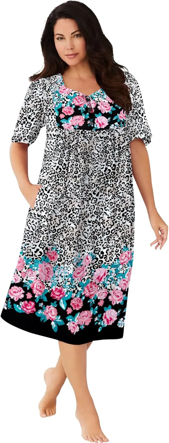 Only Necessities Plus Size Mixed Print Short Lounger