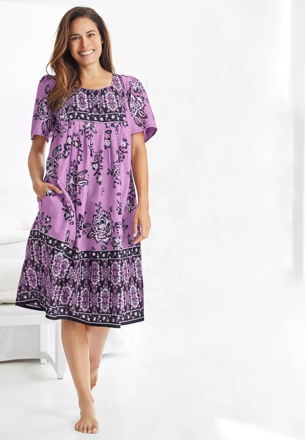 Only Necessities Plus Size Mixed Print Short Lounger