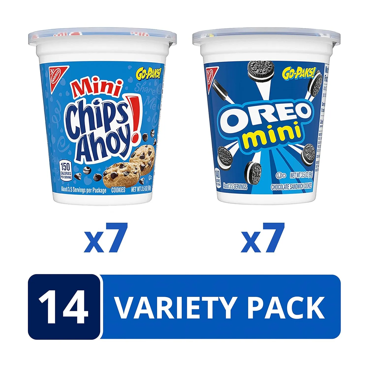 OREO Mini Cookies & CHIPS AHOY! Mini Cookies Go-Cup Cookies Variety Pack, 14 Go-Paks