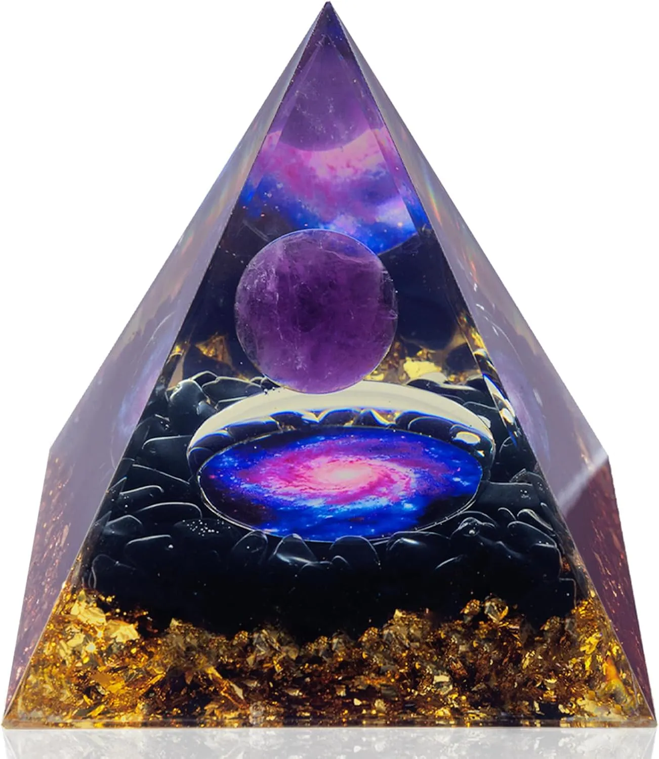 Orgone Pyramid for Positive Energy,Orgonite Pyramid Amethyst&Obsidian,Crystal for Attract Lucky Spiritual Gifts Healing Crystals and Stones,Crystale Gifts for Healing