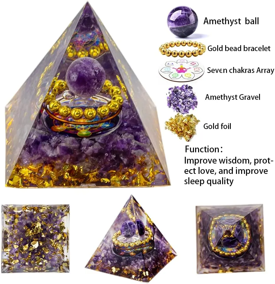 Orgone Zodiac Chakra Energy Healing Crystal Pyramid for Health, Success & Home Decor (7 PCS, 2 inches)
