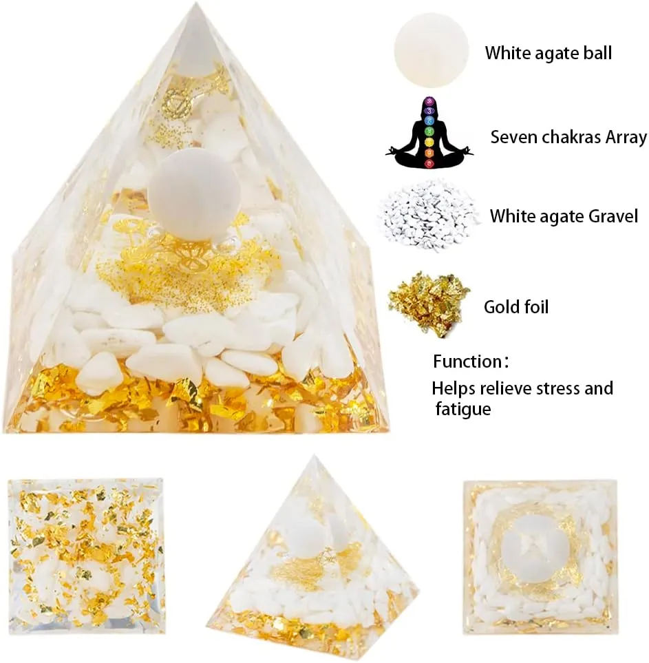 Orgone Zodiac Chakra Energy Healing Crystal Pyramid for Health, Success & Home Decor (7 PCS, 2 inches)