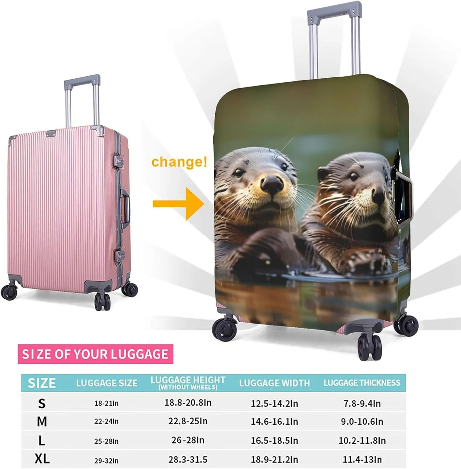 Otters Travel Luggage Cover Suitcase Protector Fits 18-22 Inch Luggage,Anti Scratch Dirt Covers