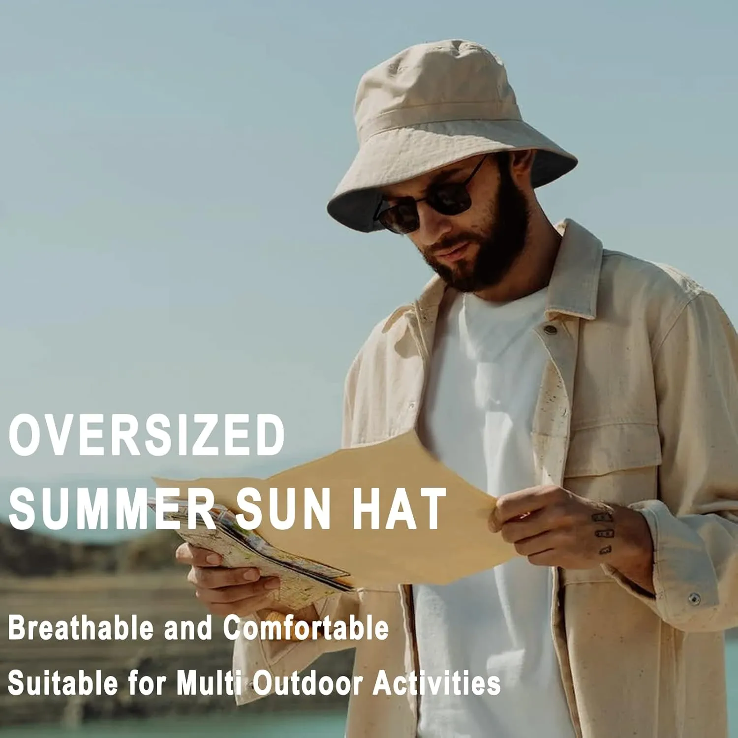 Oversize XXL Cotton Bucket Hat, Unisex Reversible Trendy Fisherman Hats, Double Side Wear Fishing Hat Summer Sun Hat