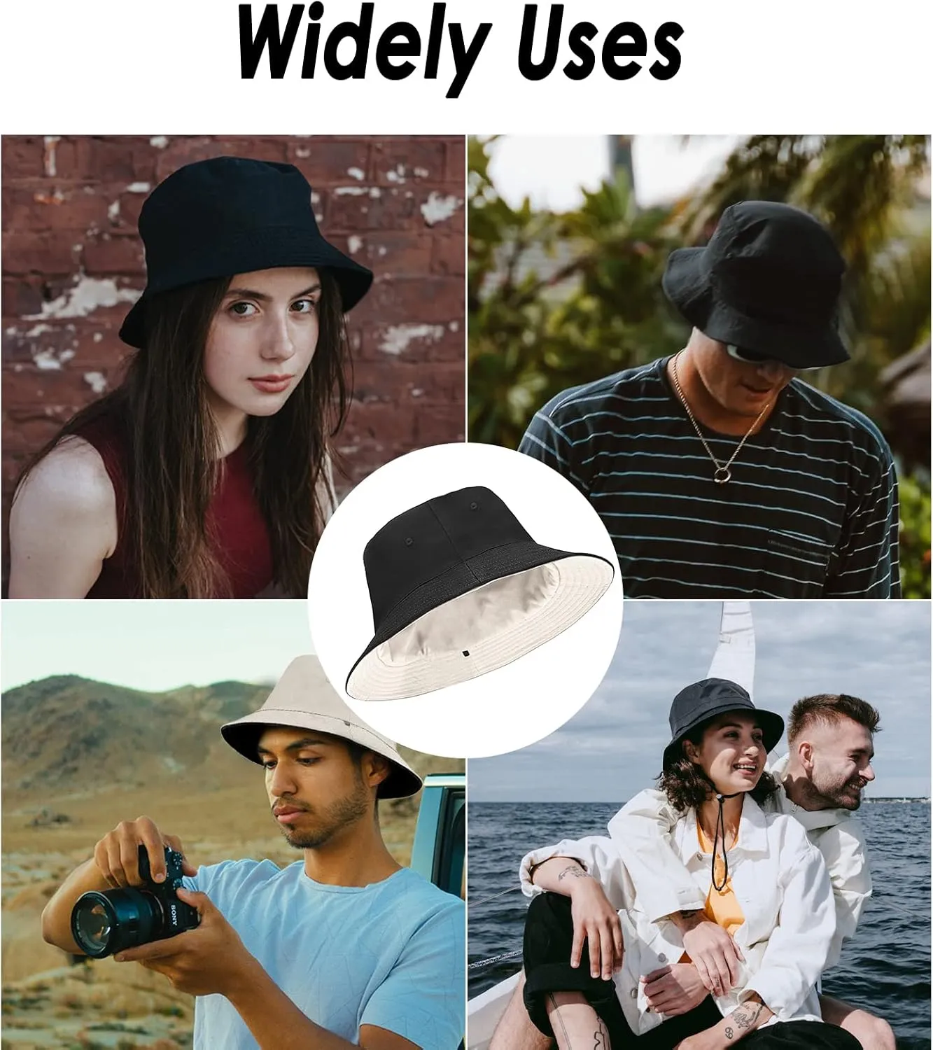 Oversize XXL Cotton Bucket Hat, Unisex Reversible Trendy Fisherman Hats, Double Side Wear Fishing Hat Summer Sun Hat