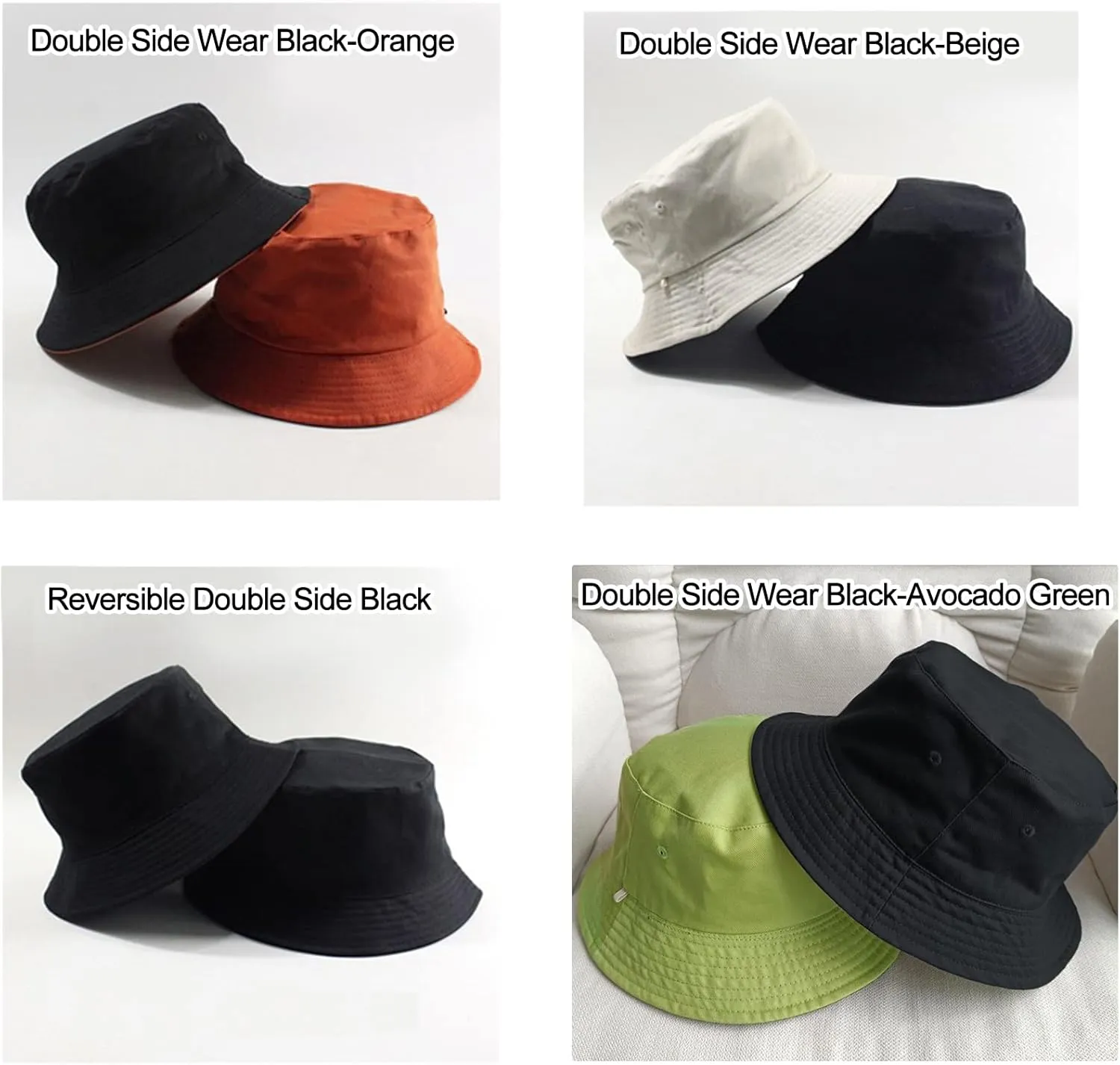 Oversize XXL Cotton Bucket Hat, Unisex Reversible Trendy Fisherman Hats, Double Side Wear Fishing Hat Summer Sun Hat