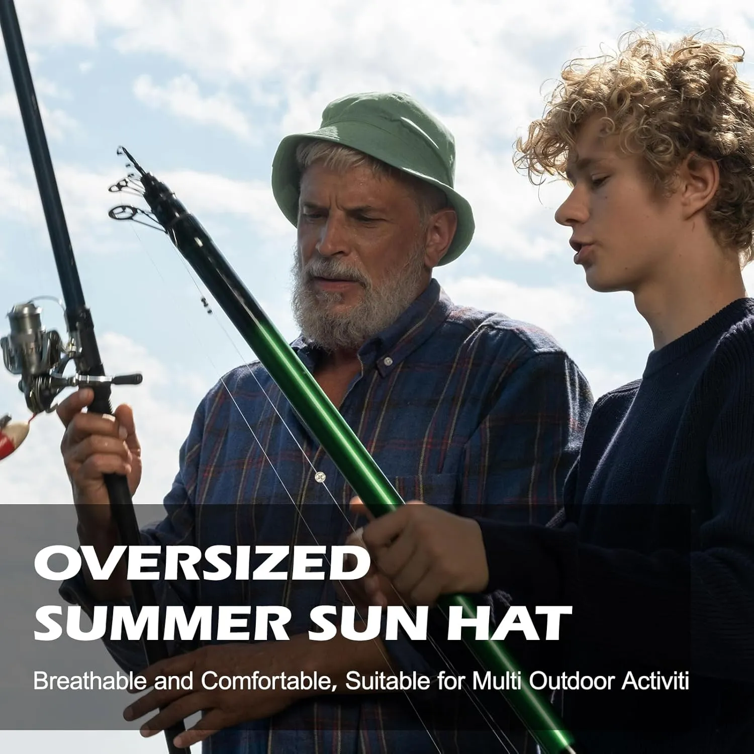 Oversize XXL Mens Quick Dry Bucket Hat, Lightweight Hat with Detachable Chin Strap Water Repellent Fisherman Hat