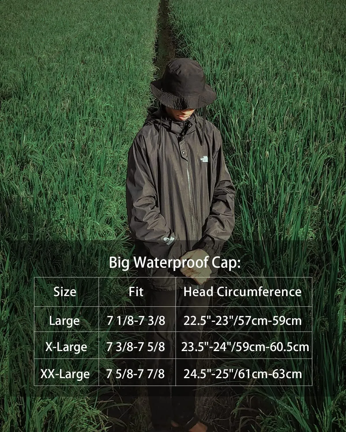 Oversize XXL Quick Dry Bucket Sun Hat,Water Repellent Fisherman Hats,Lightweight Summer Travel Hat with Detachable Chin Strap