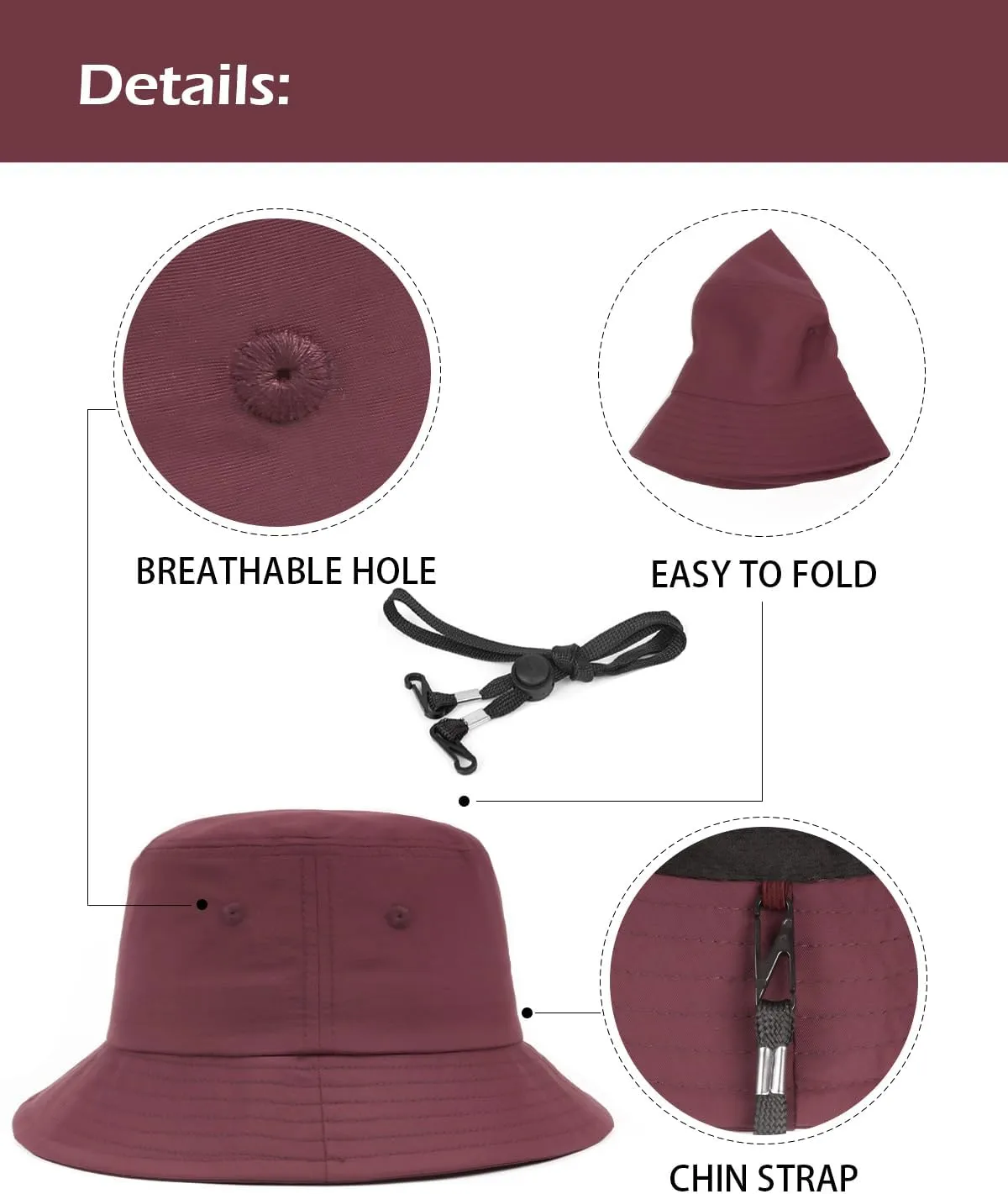 Oversize XXL Quick Dry Bucket Sun Hat,Water Repellent Fisherman Hats,Lightweight Summer Travel Hat with Detachable Chin Strap
