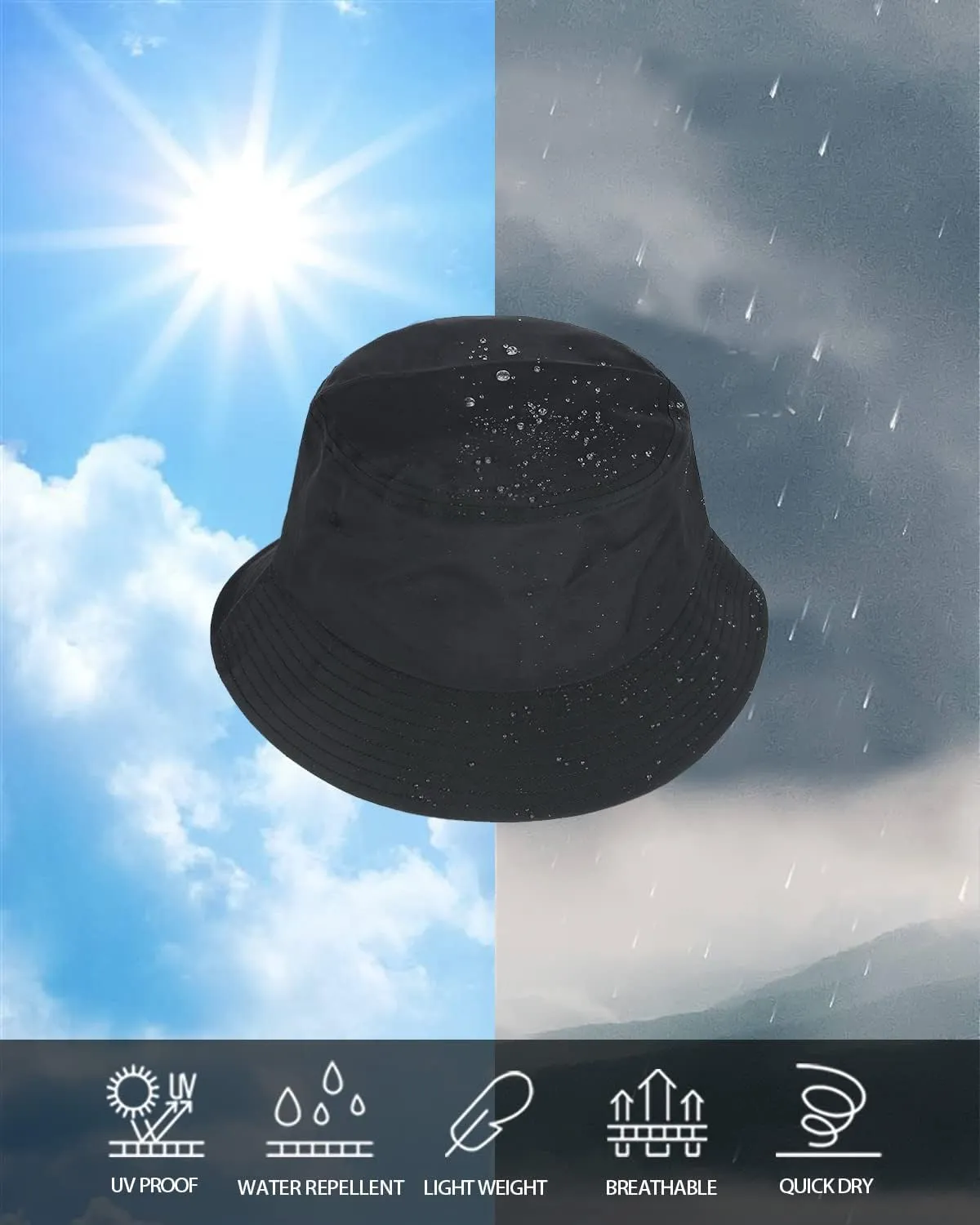 Oversize XXL Quick Dry Bucket Sun Hat,Water Repellent Fisherman Hats,Lightweight Summer Travel Hat with Detachable Chin Strap